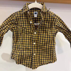 Janie and Jack Yellow and Blue Plaid Button Down Shirt (6-12m)
